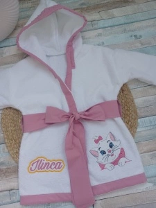 Halat de baie copii din bumbac 100% Pisicuta