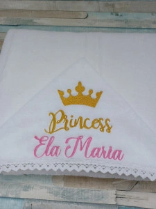 Prosop bebe cu gluga 60x125 cm personalizat Princess