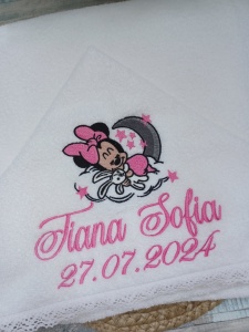 Prosop cu gluga personalizat Minnie Sleep 60x125cm