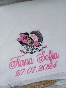 Prosop cu gluga personalizat Minnie Sleep 60x125cm