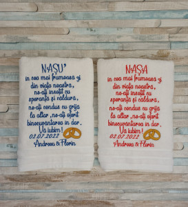 Set 2 prosoape Cadou nasi Nunta - dimensiune70x140 cm
