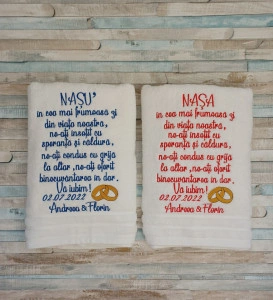 Set 2 prosoape Cadou nasi Nunta - dimensiune70x140 cm