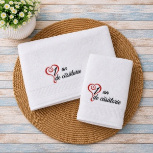 Set 2 prosoape personalizate 1 an de casatorie