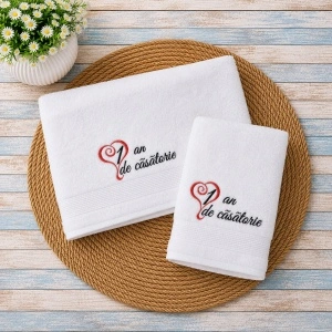 Set 2 prosoape personalizate 1 an de casatorie