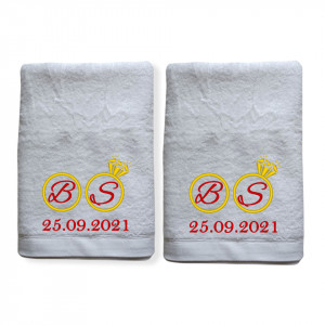 Set 2 prosoape personalizate -Cadou cununie -Aniversare casatorie  70x140 cm