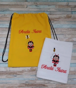 Set rucsac si prosopel gradinita personalizat Gargarita 35x45cm