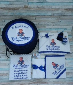Trusou botez baiat cu Poza-Bleumarin,10piese