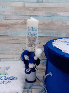 Lumanare botez Elefantel albastru