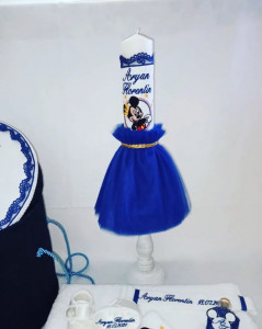 Trusou botez complet Mickey Mouse cu lumanare ,13 piese