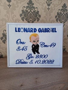 Cadou nou nascut Rama foto personalizata cu datele de nastere  Baby boss