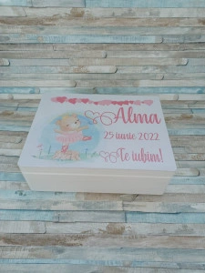Cufar personalizat / cutie trusou din lemn pentru trusou  Ursulet,dimensiune 40/30/10 cm
