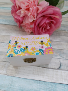 Cutie suvita botez personalizata Albinuta