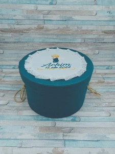 Cutie trusou botez personalizata Ingeras Turcoaz