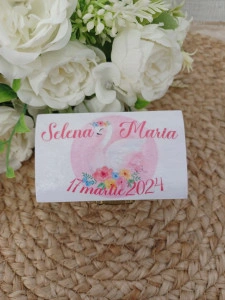Cutiuta prima suvita botez personalizata Lebada