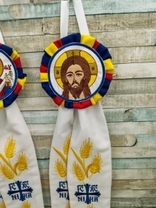 Paterite brodate Iisus Hristos si Maica Domnului Tricolor Drapel Romania
