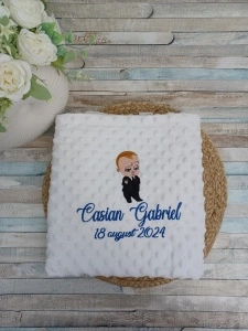 Paturica bebe personalizata Baby Boss ,dimensiune 90x100cm