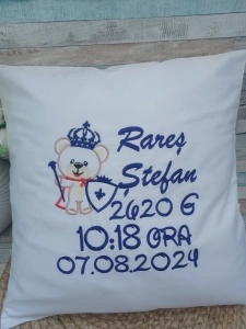 Pernita personalizata cu datele de nastere -Cadou nou nascut, Ursulet