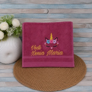 Prosop gradinita/cresa personalizat prin broderie Unicorn Pink