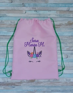 Saculet gradinita personalizat Unicorn 35x45 cm