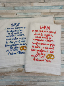 Set 2 prosoape Cadou nasi Nunta - dimensiune70x140 cm