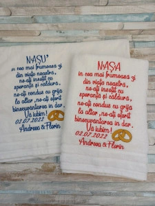Set 2 prosoape Cadou nasi Nunta - dimensiune70x140 cm