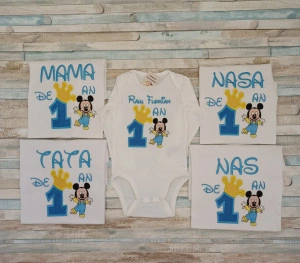 Set 5 tricouri aniversarea de 1 an, taiere mot,Mickey Mouse