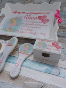 Set mot Set turta 1 an – pachet personalizat – Ursulet Fetita Roz