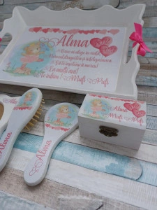Set mot Set turta 1 an – pachet personalizat – Ursulet Fetita Roz