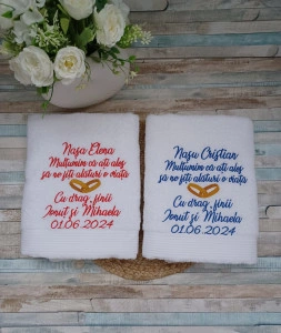 Set prosoape Cadou Nasi Cununie Multumim Nasa /Nasu 70x140cm