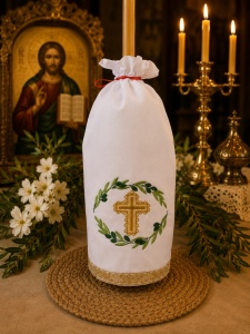 Stergar pentru lumanare Cruce -Ramuri maslin 45x45 cm