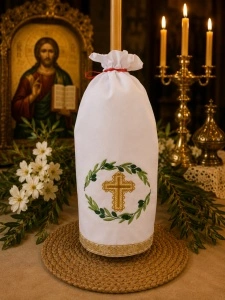 Stergar pentru lumanare Cruce -Ramuri maslin 45x45 cm
