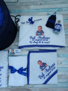 Trusou botez baiat cu Poza-Bleumarin,10piese