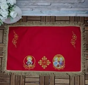 Acoperamant iconostas SF Petru si Pavel si SF Nicolae ,rosu