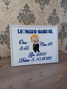 Cadou nou nascut Rama foto personalizata cu datele de nastere Baby boss