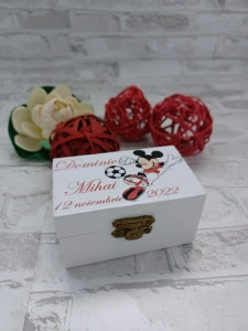 Cutie suvita botez personalizata Mickey Fotbal