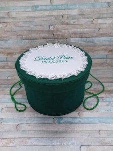 Cutie trusou botez personalizata Nume Verde Smarald