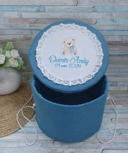 Cutie trusou botez personalizata Ursulet Bleu