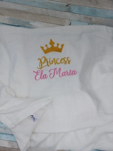 Paturica bebe de vara personalizata Princess,100x100 cm