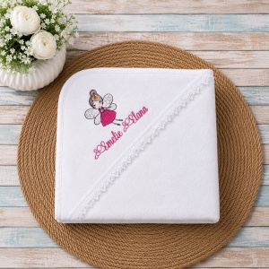 Prosop bebe cu gluga 80x90cm personalizat Zanuta Pink