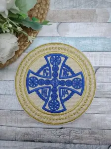 Ripida brodata pentru Sfantul Potir-Cruce Albastru