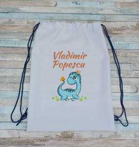 Rucsac gradinita/cresa personalizat prin broderie Dinozaur Blue