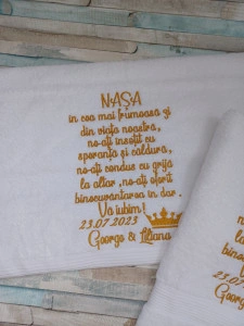 Set 2 prosoape Cadou nasi Nunta -Coroana - 
