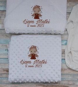 Set Prima baita -cadou Nou nascut-Ingeras maron