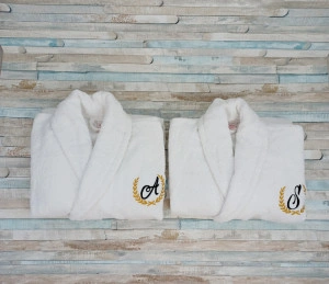 Set halate baie din bumbac personalizate Monograma