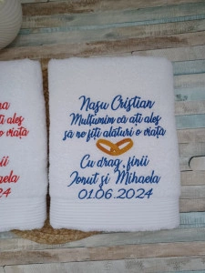 Set prosoape Cadou Nasi Cununie Multumim Nasa /Nasu 70x140cm