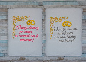 Set prosoape Nunta In curand voi fi mireasa Imi rad barba ma insor 50x100cm