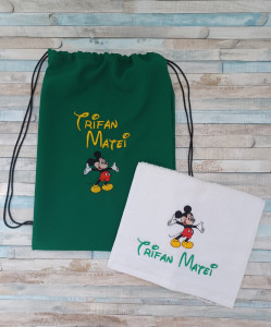 Set saculet si prosop Mickey, pentru gradinita/cresa, 45×35 cm