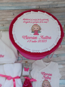 Trusou botez fetita Ingeras roz,10 piese