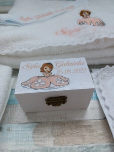 Trusou Botez Printesa Sofia  - roz pudra ,8 piese