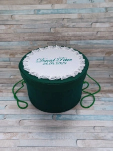 Cutie trusou botez personalizata Nume Verde Smarald